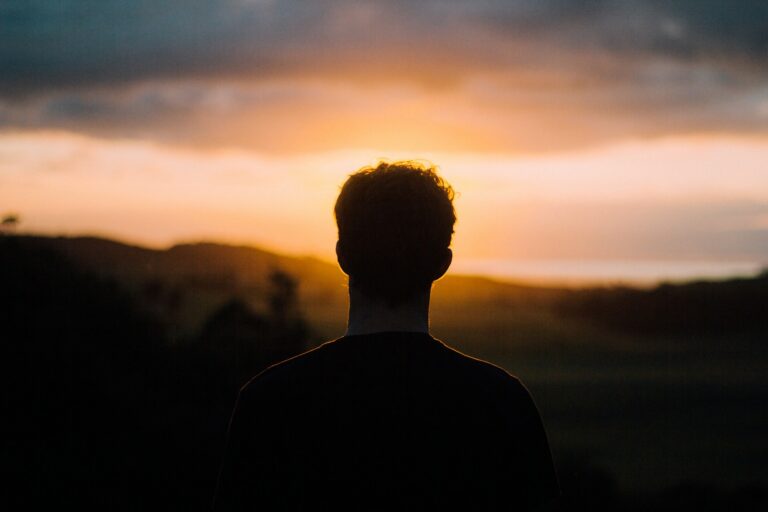 Leichte kognitive Beeinträchtigung silhouette of a man facing the sunset